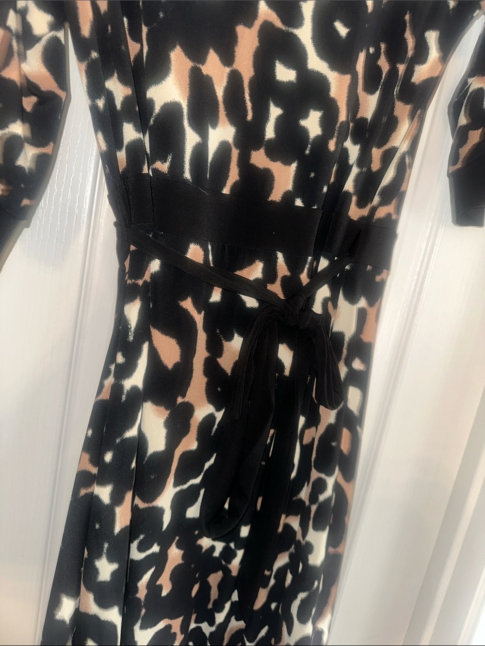 Alfani Animal Print Midi Wrap Dress in Black, Brown & Cream size medium - Picture 5 of 8